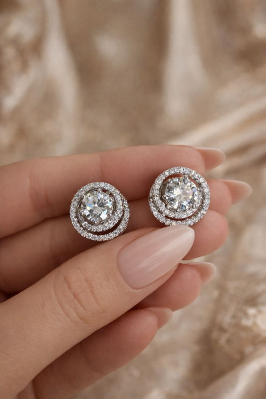 Dual Bling Spiral Detachable Zirconia Anti Tarnish Everyday Studs