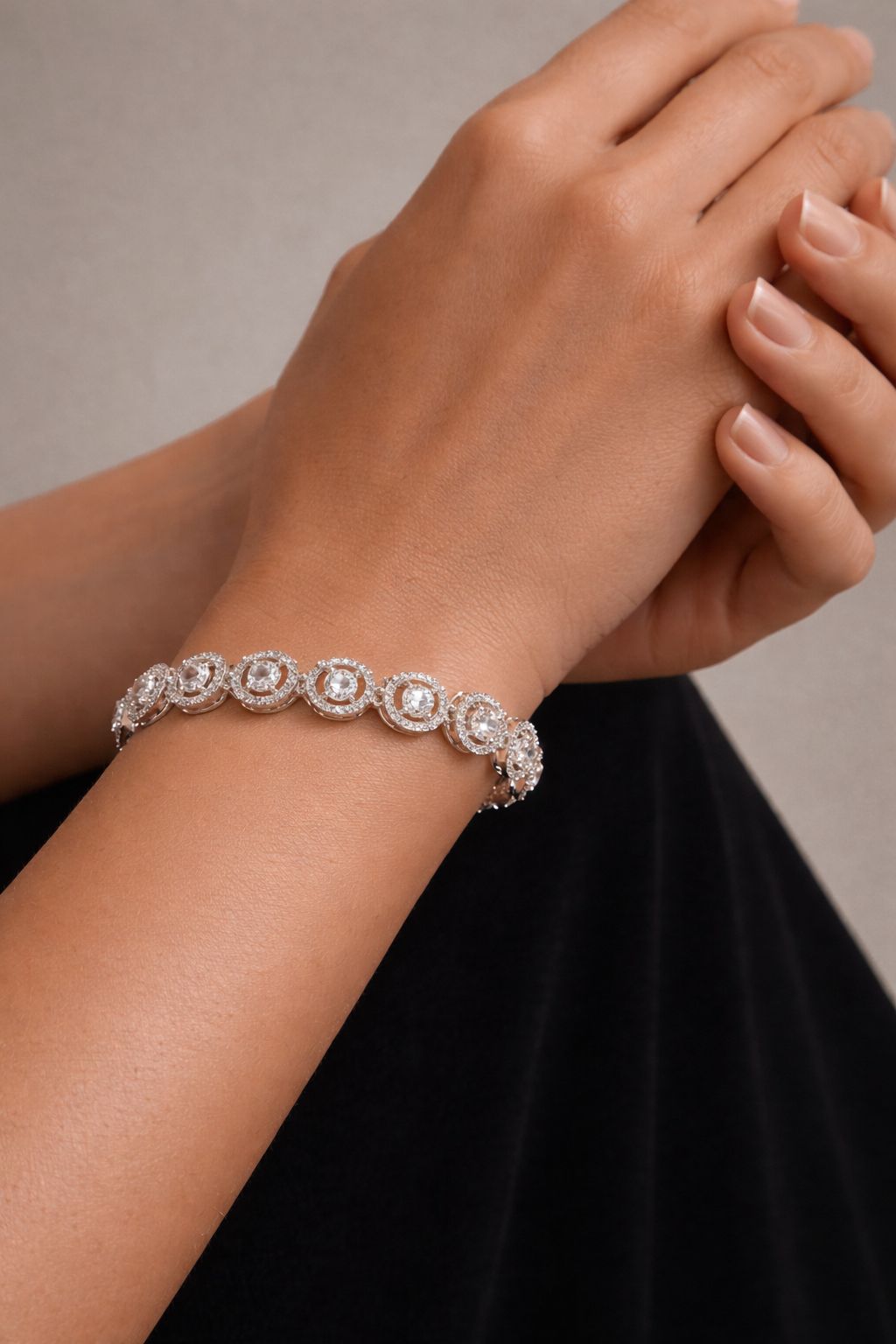 Classic Round Cut Solitaire Halo Tennis Bracelet