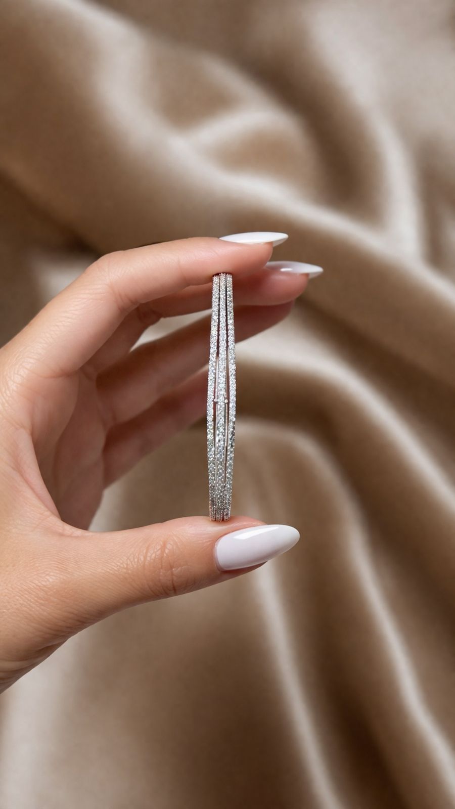 American Diamond Studded Three Line Bonita Openable Bracelet