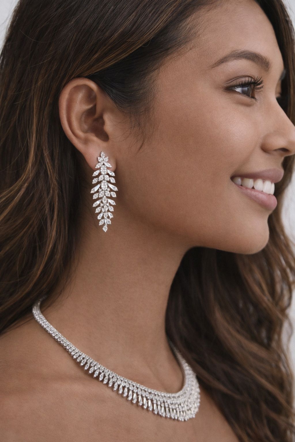 Premium Solitaire Pointer and Octa Setting Yuvi Bridal Necklace Set with Earrings