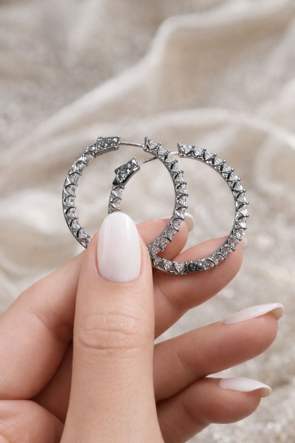Classic Round American Diamond Hoops