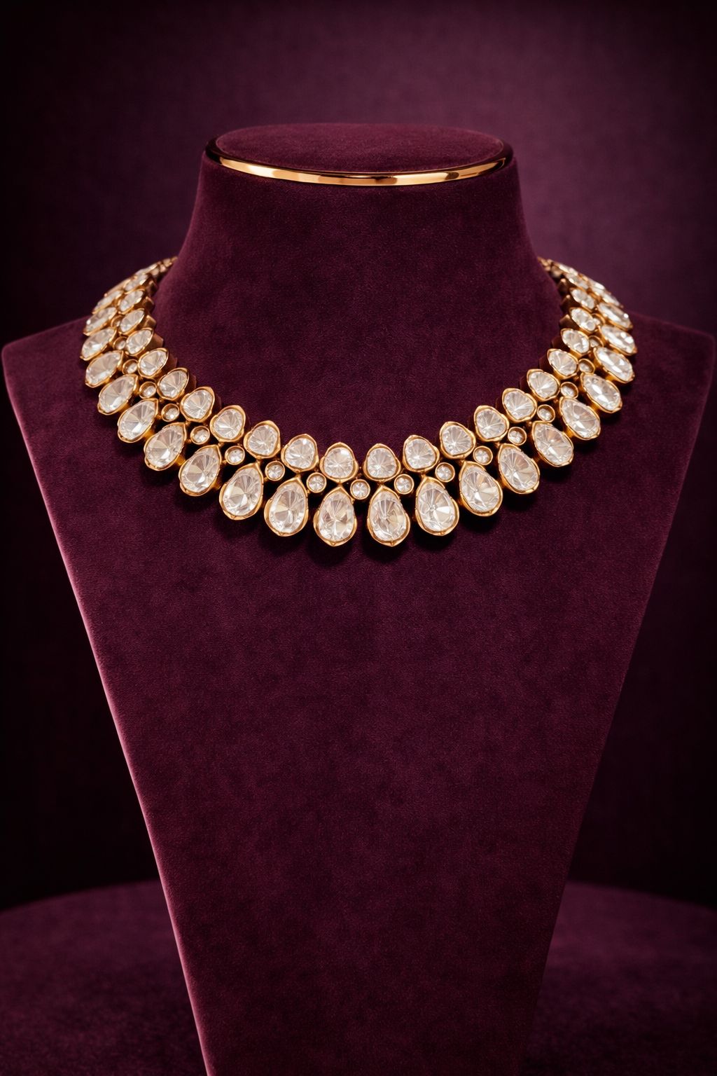 Gold Finish Mayuri Polki Necklace Set