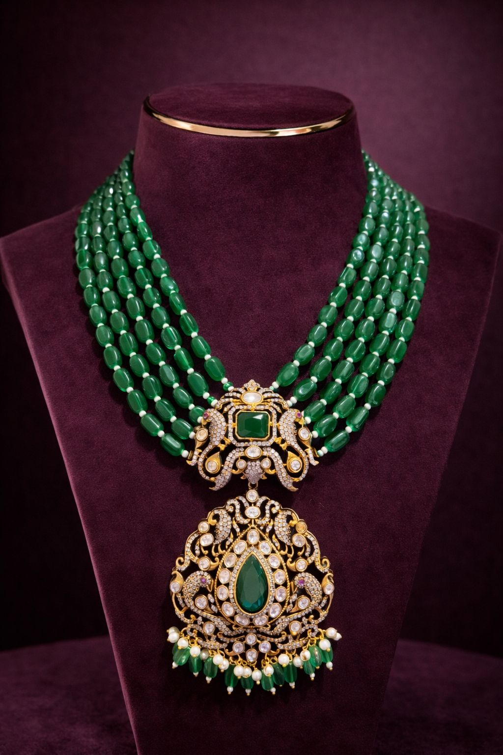 Emerald string alaya necklace