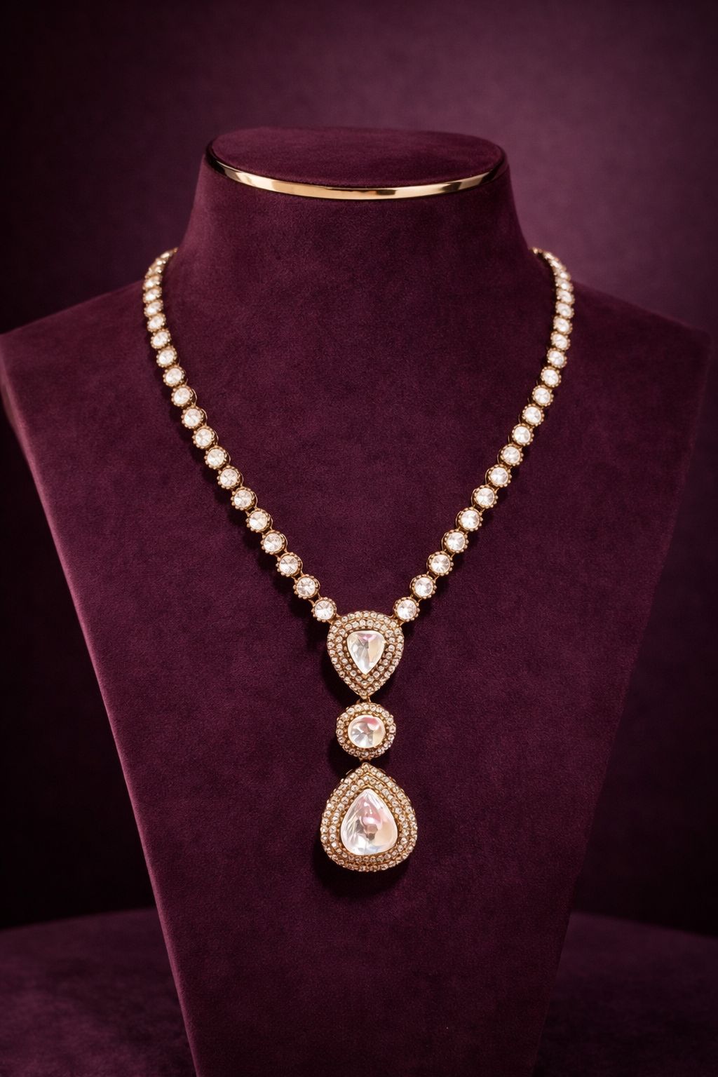 Antique Finish Handcrafted  Polki and Diamond Necklace Set