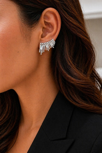 Premium Mother of Pearl and American Diamond Jonita Cocktail Necklace Set with Earrings