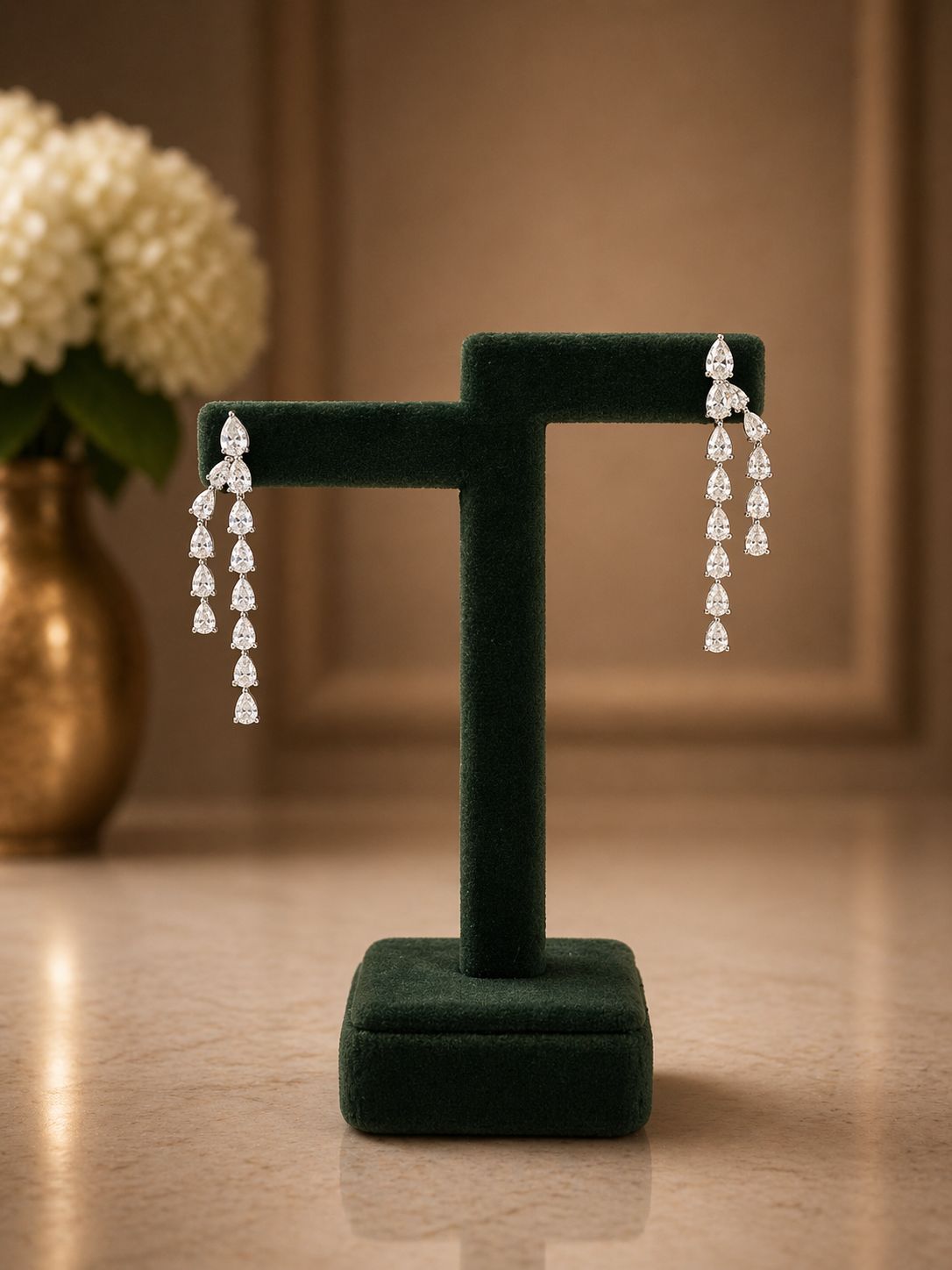 Premium Drop Diamond Solitaire Cocktail Statement Necklace Set for Women