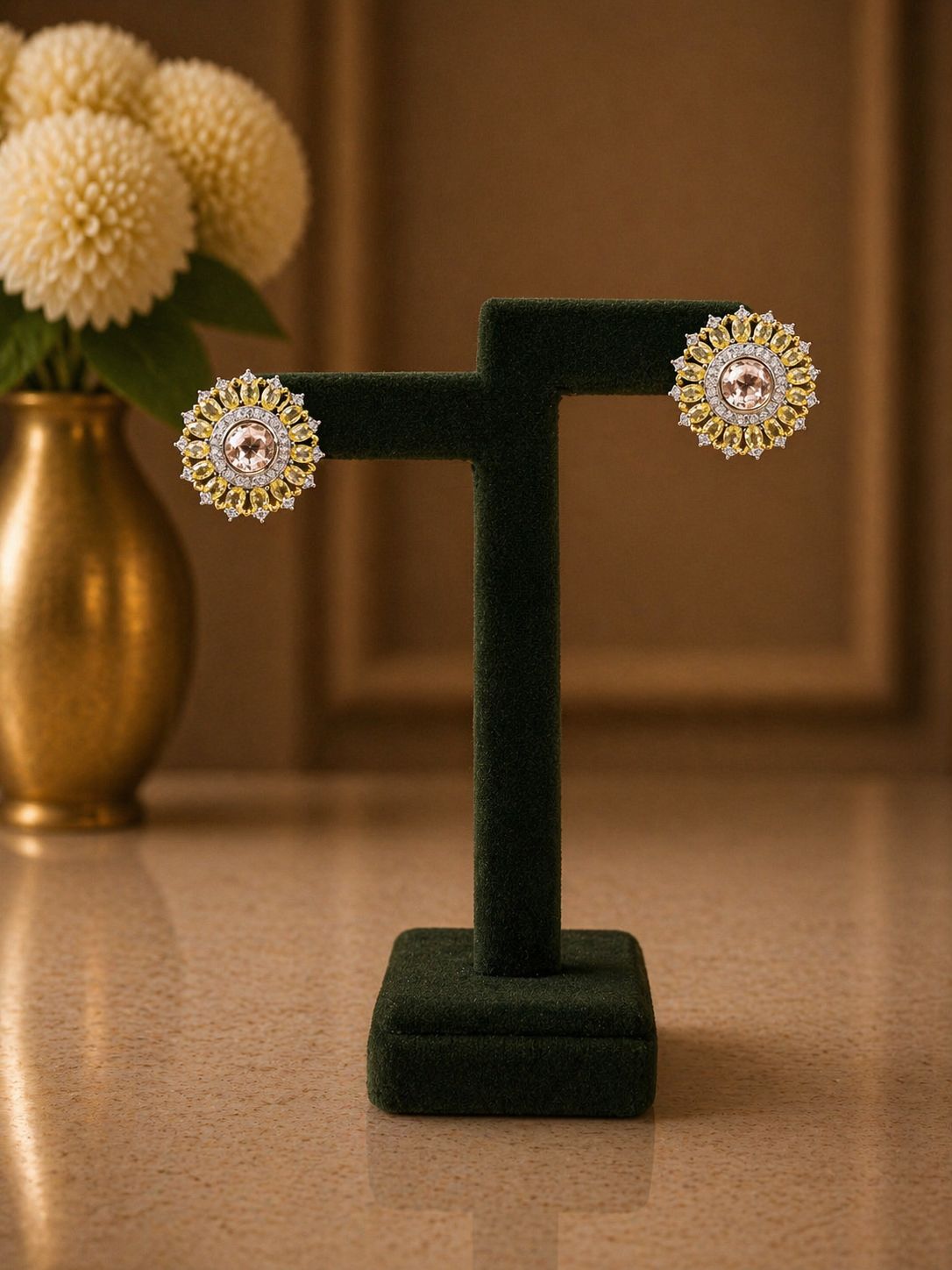 Premium Yellow Oval Diamond Solitaire Fancy Party Stud Earrings for Women