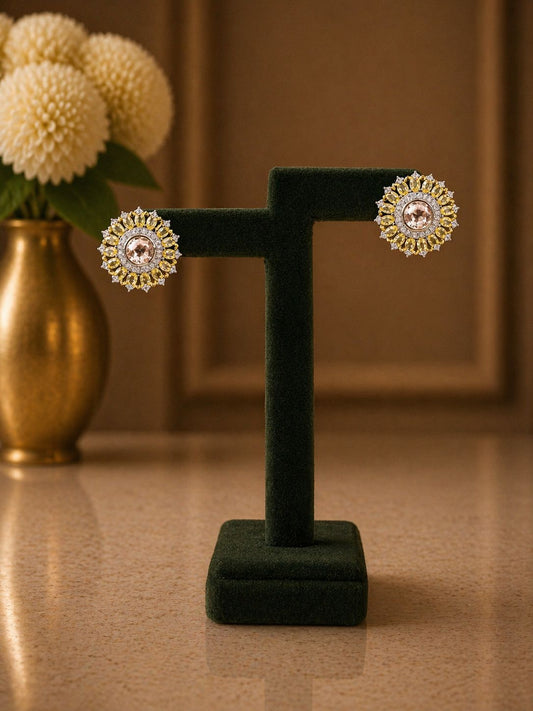 Premium Yellow Oval Diamond Solitaire Fancy Party Stud Earrings for Women