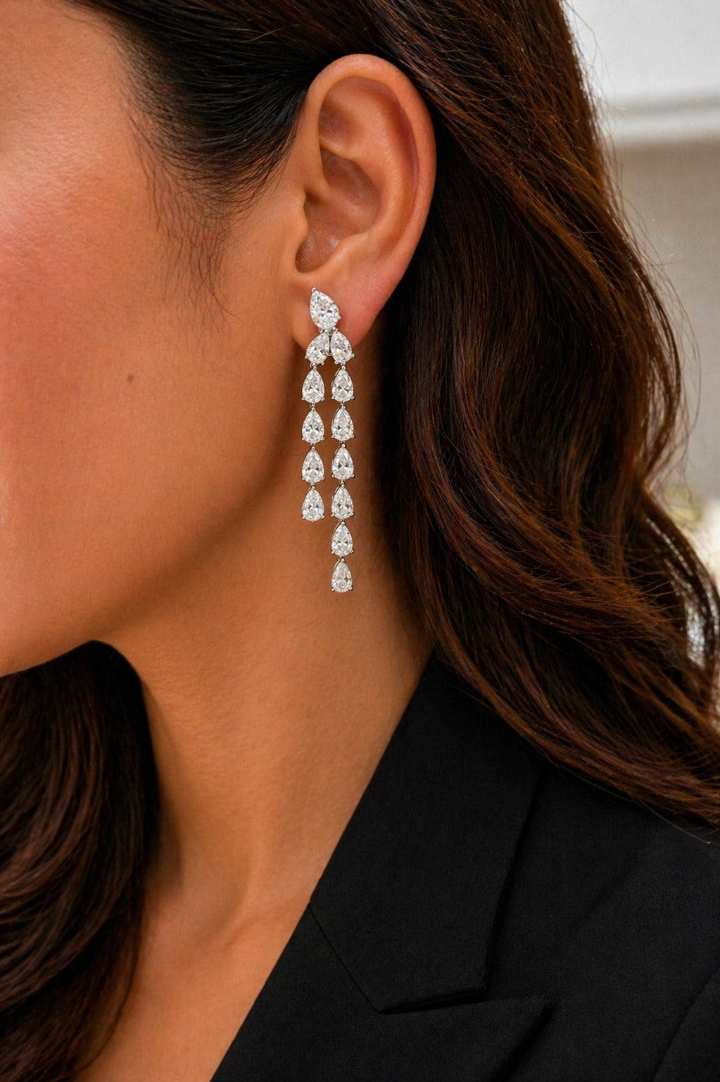 Premium Drop Diamond Solitaire Cocktail Statement Necklace Set for Women