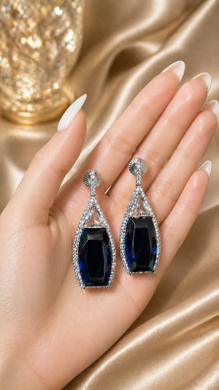 Premium Blue Bella Statement Women's Party Earrings