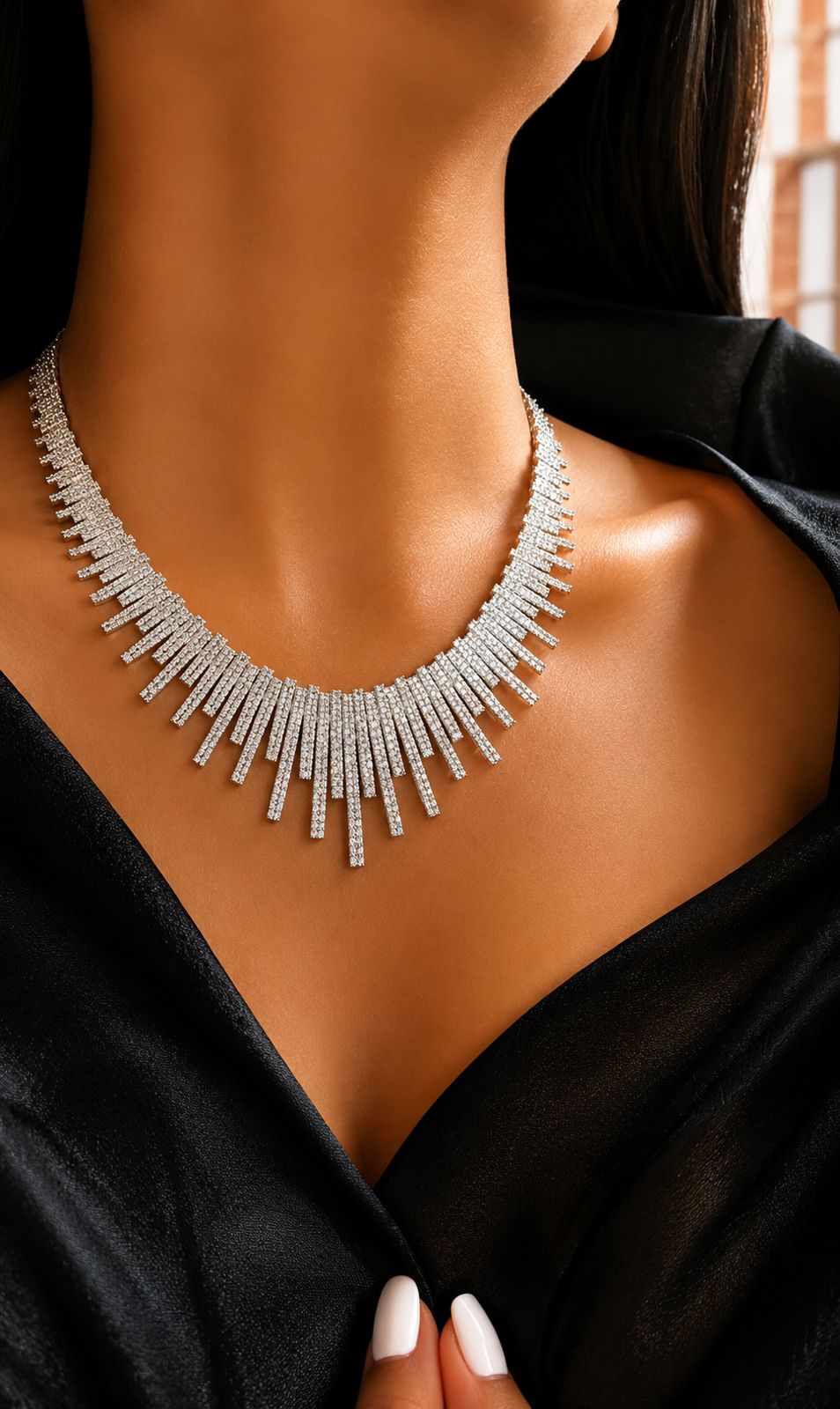 Premium Italian Micro Setting Delna Bridal Necklace Set with Earrings