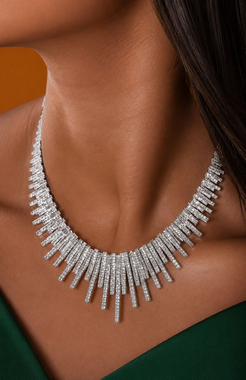Premium Italian Micro Setting Delna Bridal Necklace Set with Earrings