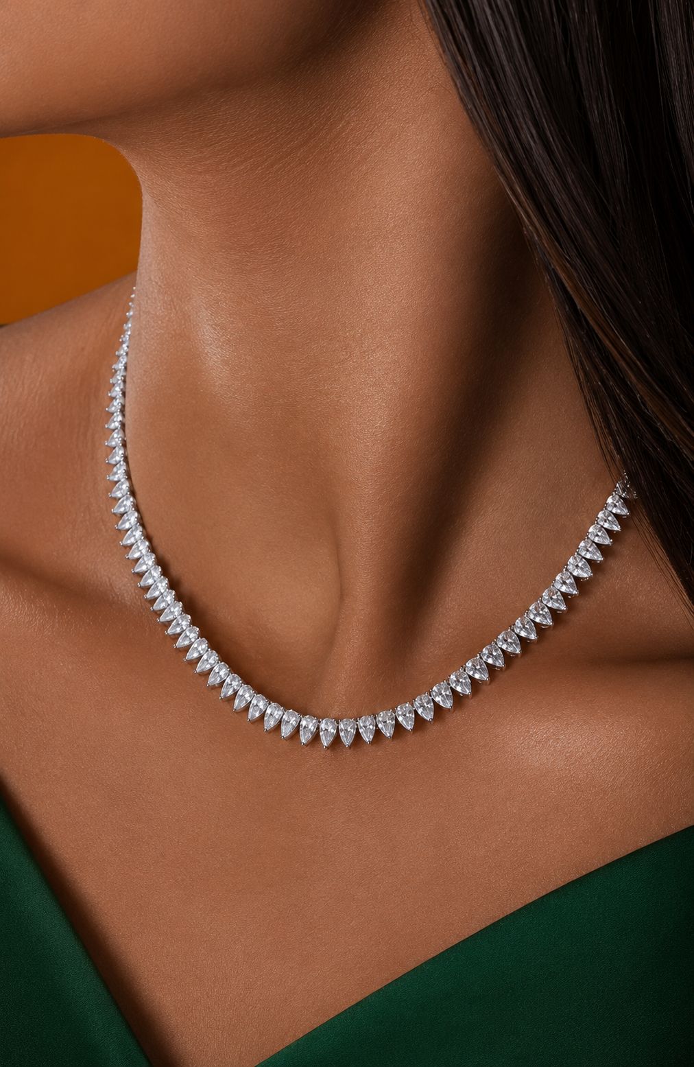 Premium 50 Pointer Drop Solitaire Marky Necklace Set with Earrings