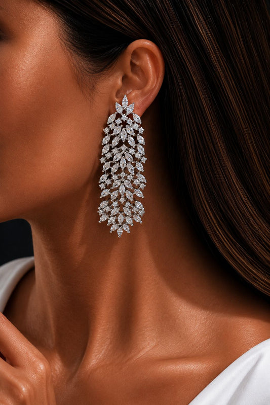 American Diamond Marquise Victoria Party Dangler Earrings