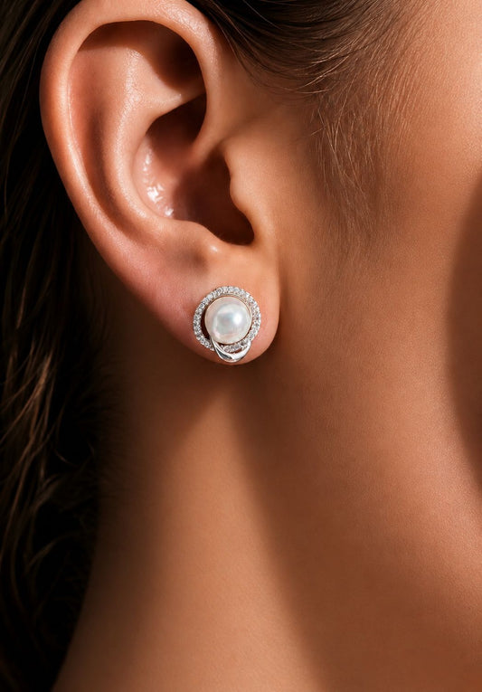 American Diamond Georgia Fresh Water Pearl Studs