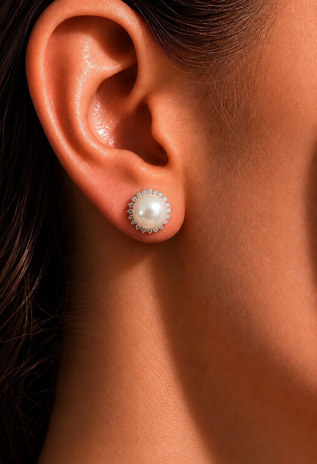 Danita Fresh Water Pearl Studs with American Diamonds