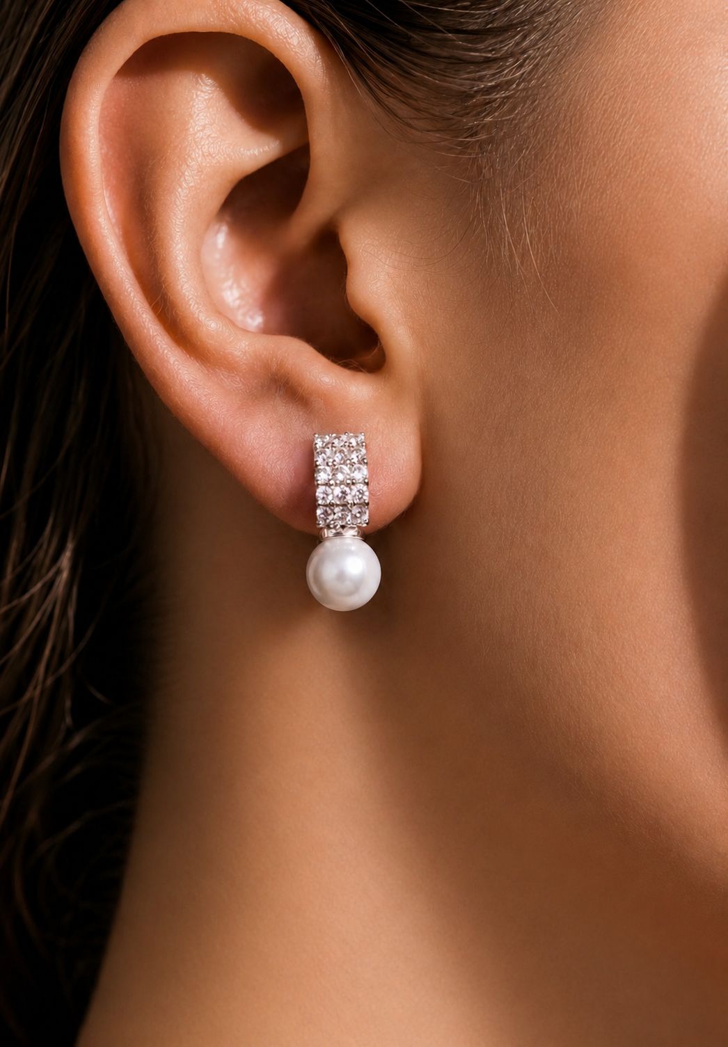 Fresh Water Pearl Aamara American Diamond Studs