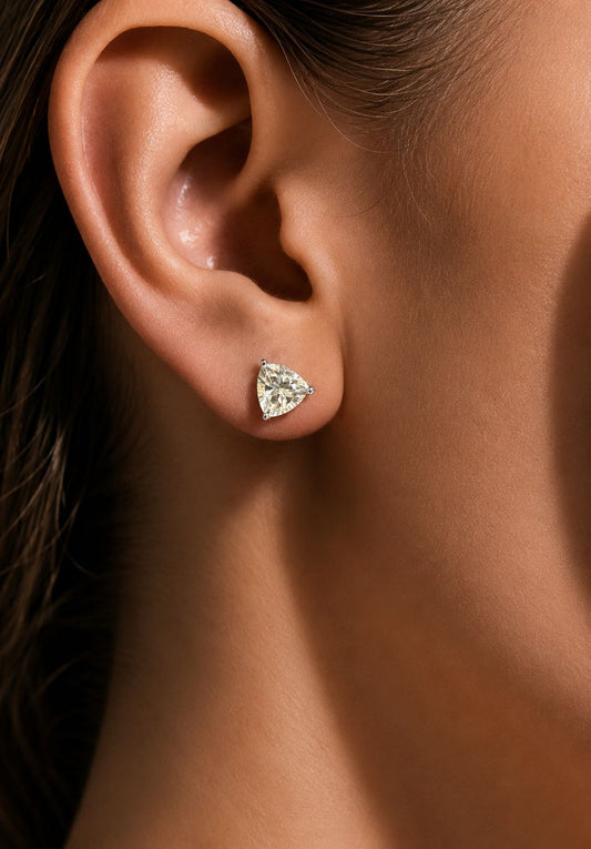 Canary Yellow Diamond Trillion Solitaire Studs