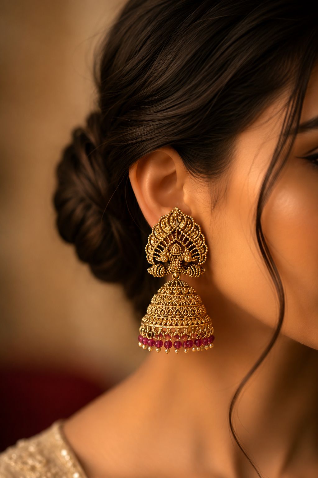 Festive Exclusive Gold Finish Anantara Jhumkis