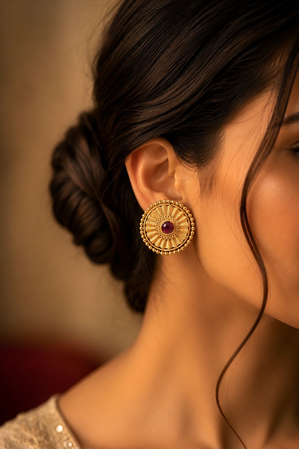 Festive Exclusive Gold Finish Sumati Stud Earrings
