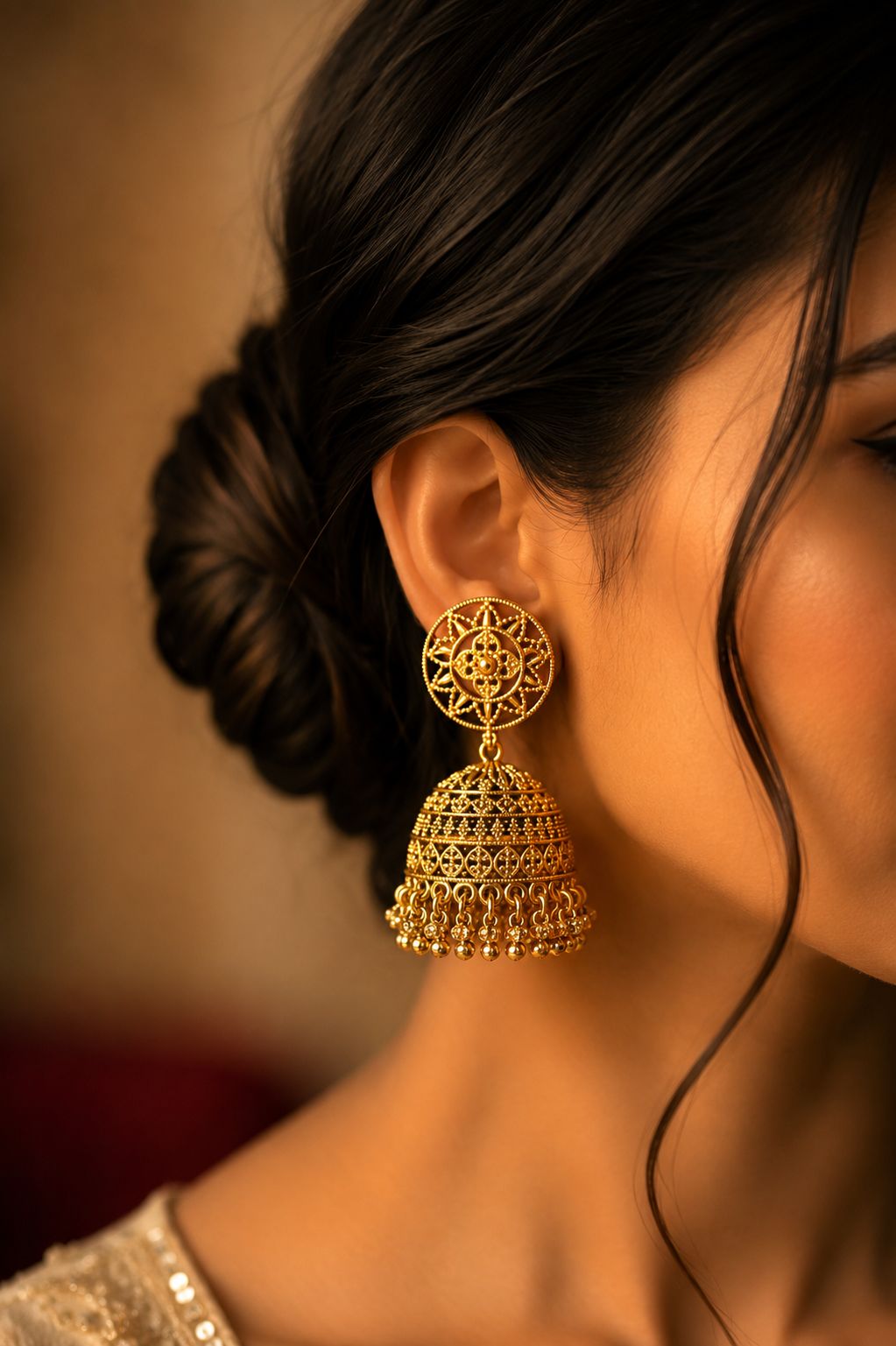 Festive Exclusive Gold Finish Anaya Jhumki Earrings