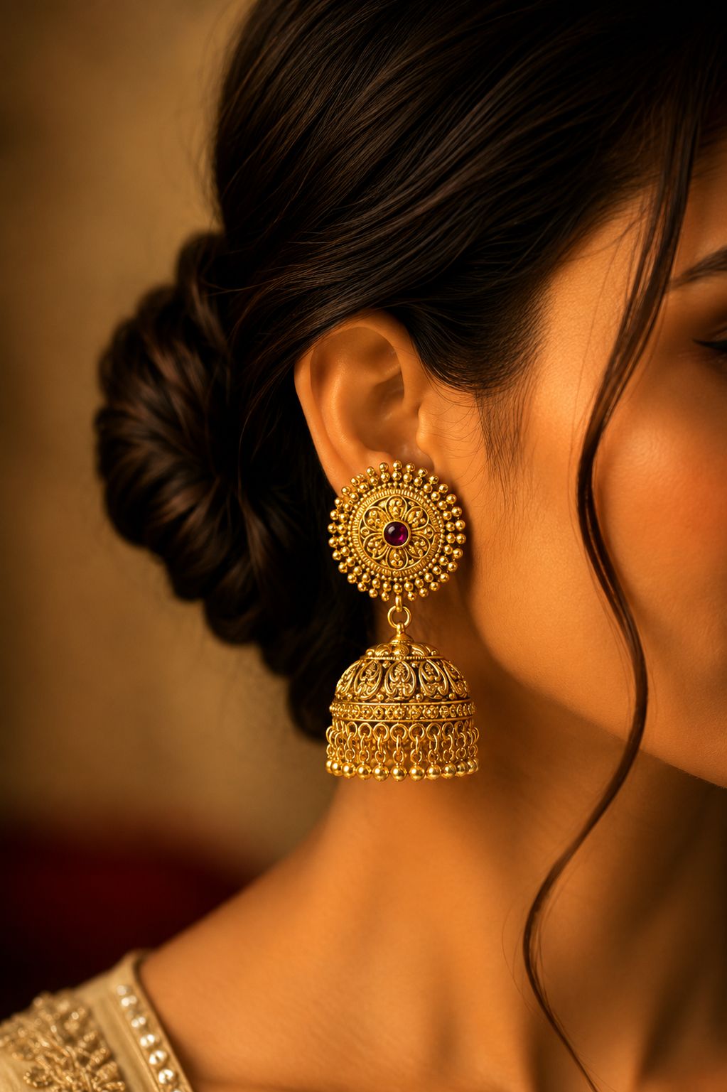 Anti Gold Finish Traditional Bellore Jhumki Earrings