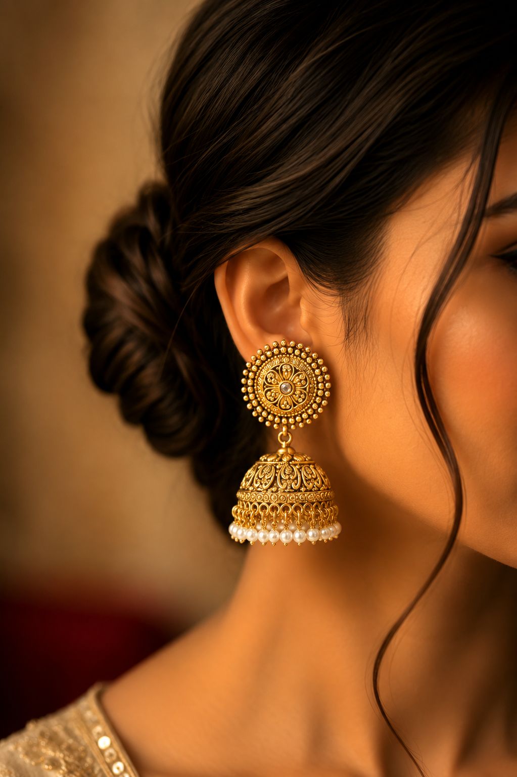 Festive Exclusive Gold Finish Surya Jhumki Earrings