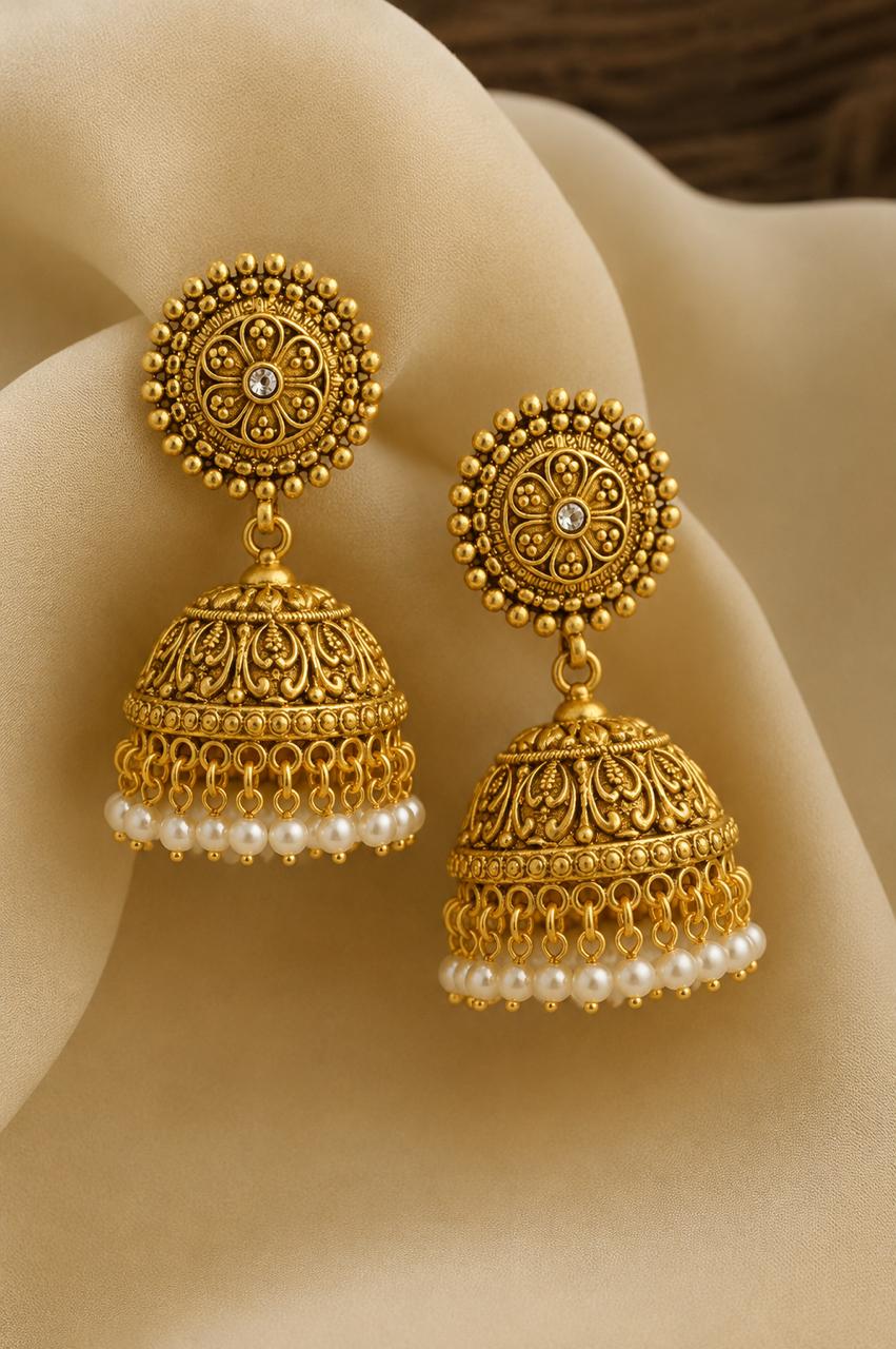 Festive Exclusive Gold Finish Surya Jhumki Earrings