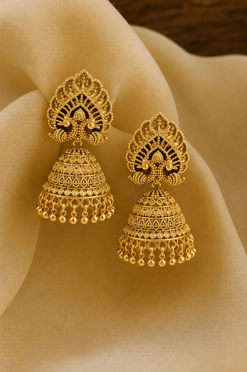 Festive Exclusive Gold Finish Nirmaya Jhumki Earrings