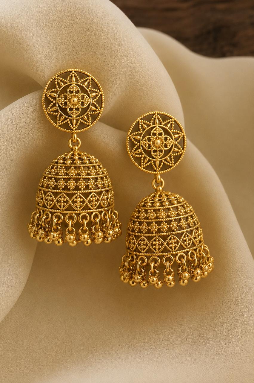 Festive Exclusive Gold Finish Anaya Jhumki Earrings