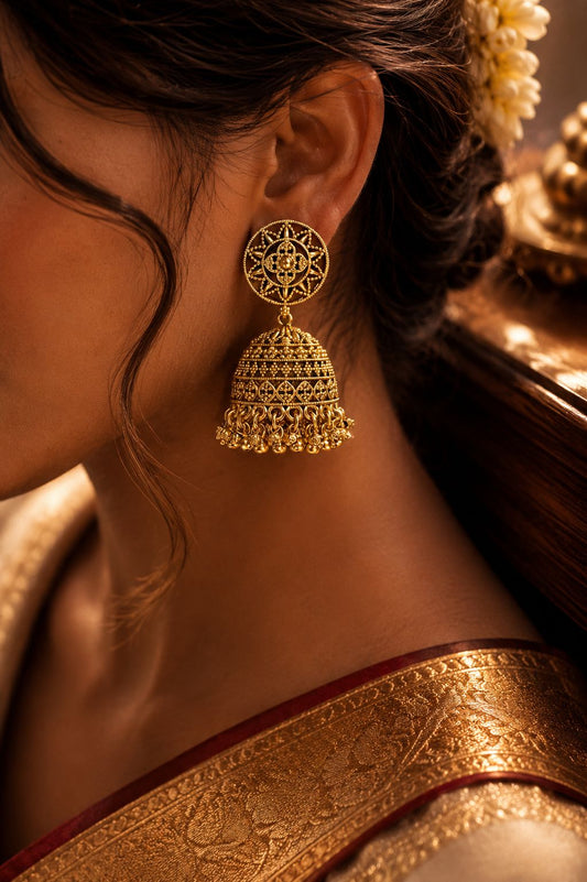 Festive Exclusive Gold Finish Anaya Jhumki Earrings