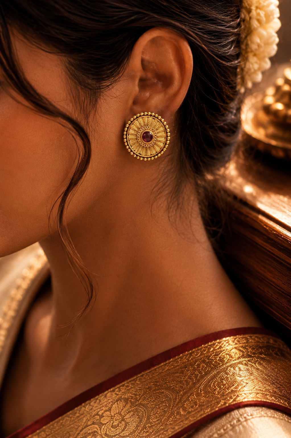 Festive Exclusive Gold Finish Sumati Stud Earrings