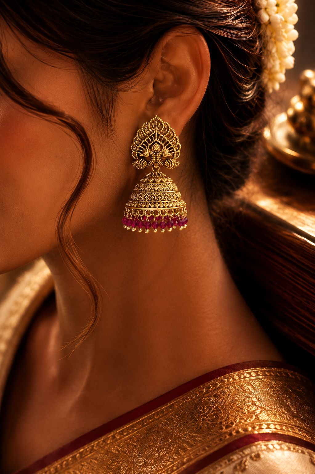 Festive Exclusive Gold Finish Anantara Jhumkis