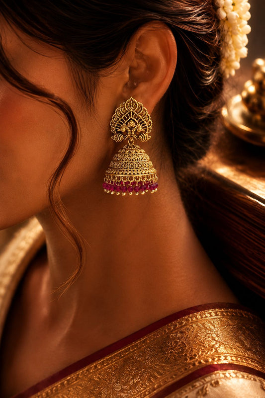 Festive Exclusive Gold Finish Anantara Jhumkis
