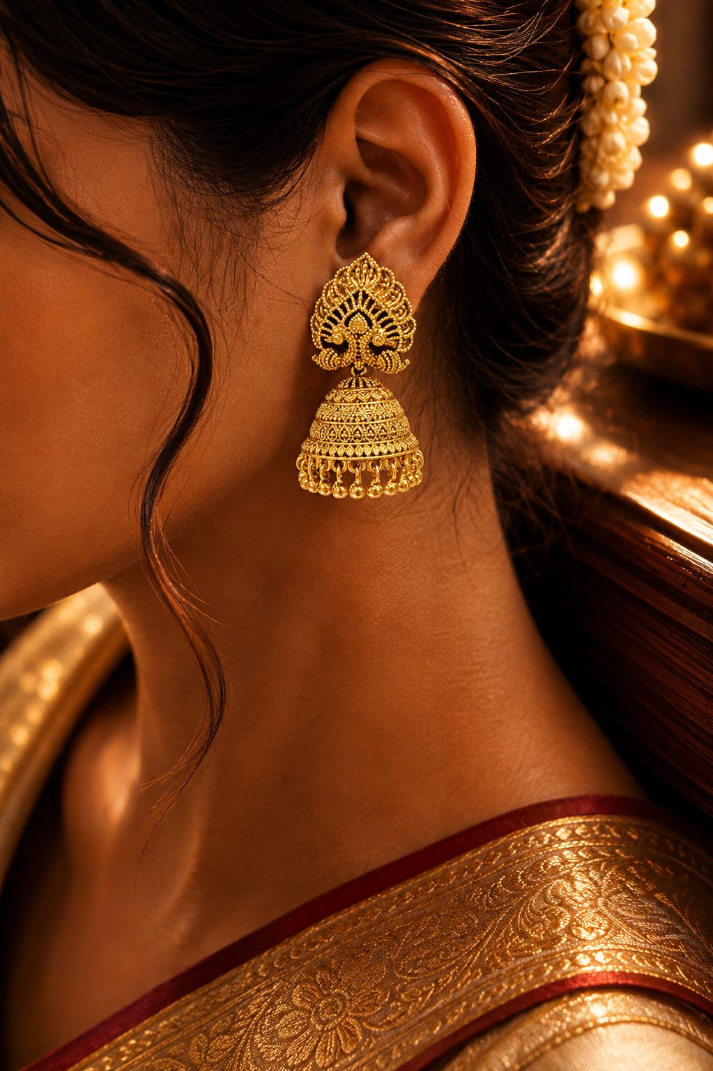 Festive Exclusive Gold Finish Nirmaya Jhumki Earrings