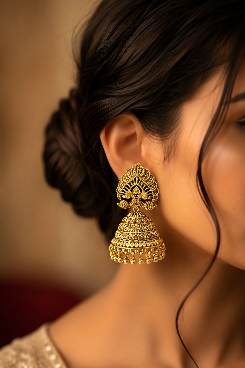 Festive Exclusive Gold Finish Nirmaya Jhumki Earrings