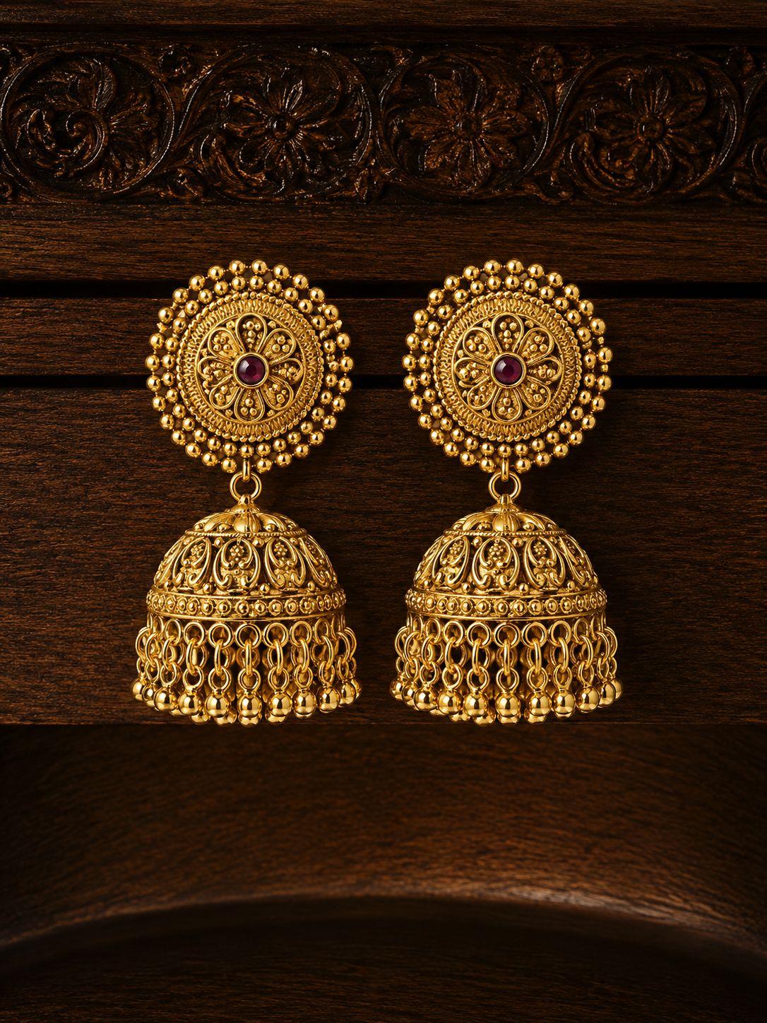 Anti Gold Finish Traditional Bellore Jhumki Earrings