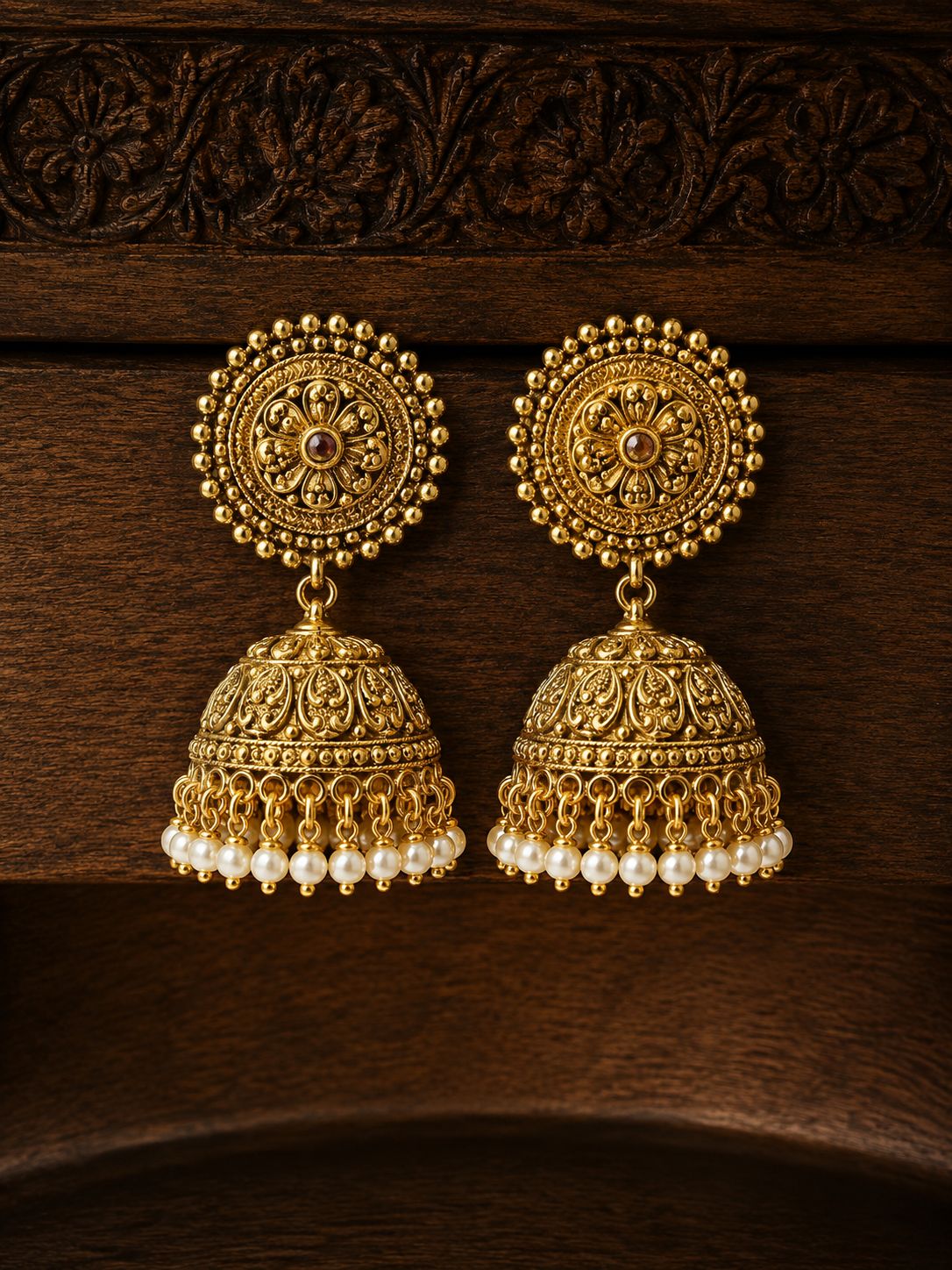 Festive Exclusive Gold Finish Surya Jhumki Earrings