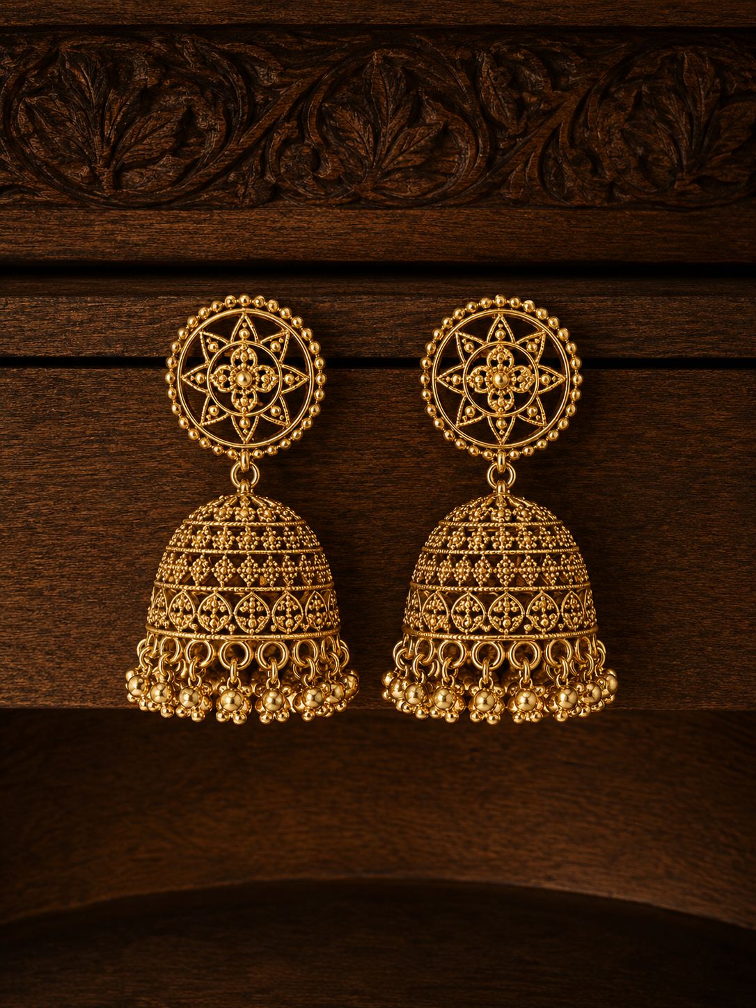 Festive Exclusive Gold Finish Anaya Jhumki Earrings