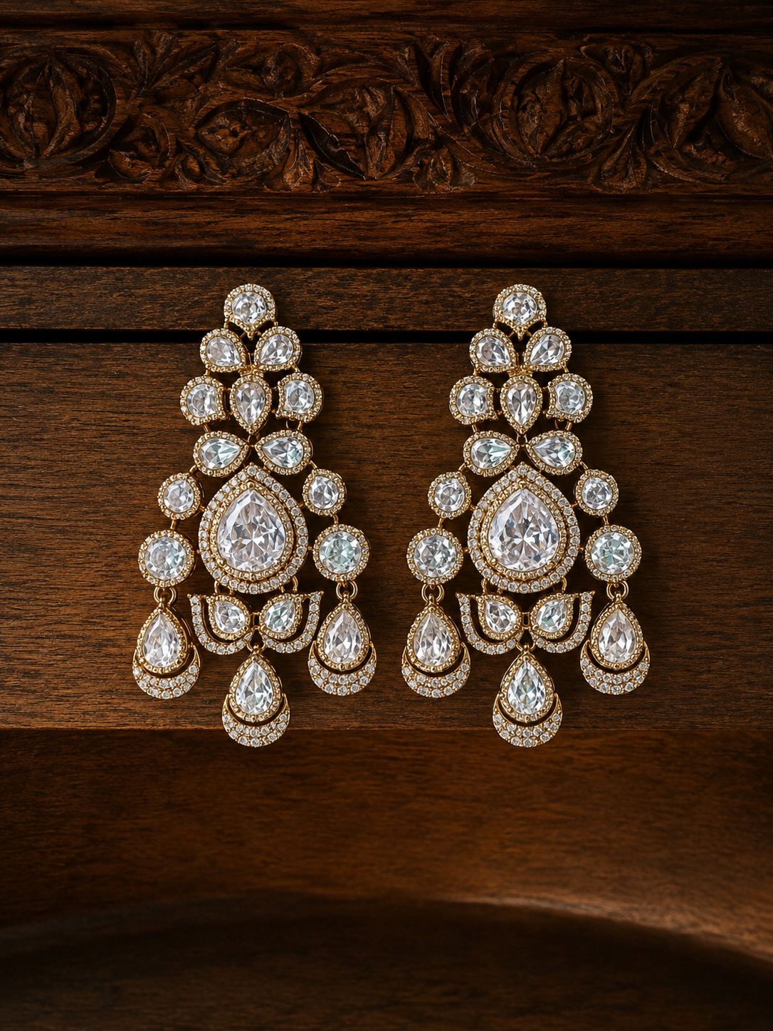 Festive Exclusive Victorian Finish Classic Moissanite Polki Meernaka Earrings