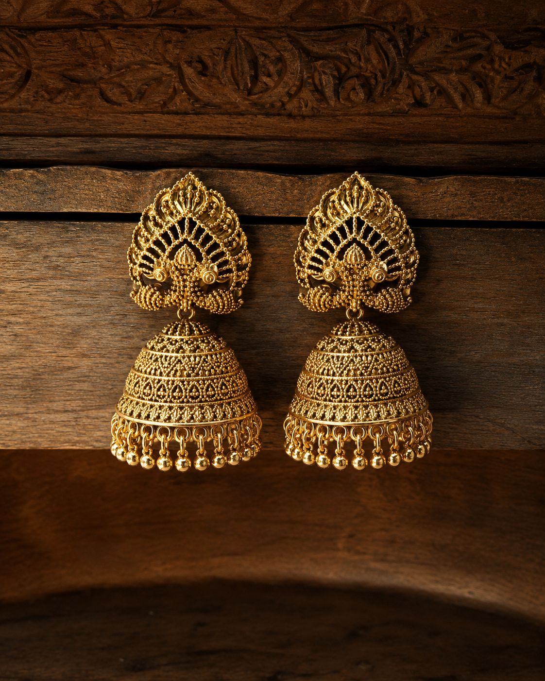 Festive Exclusive Gold Finish Nirmaya Jhumki Earrings
