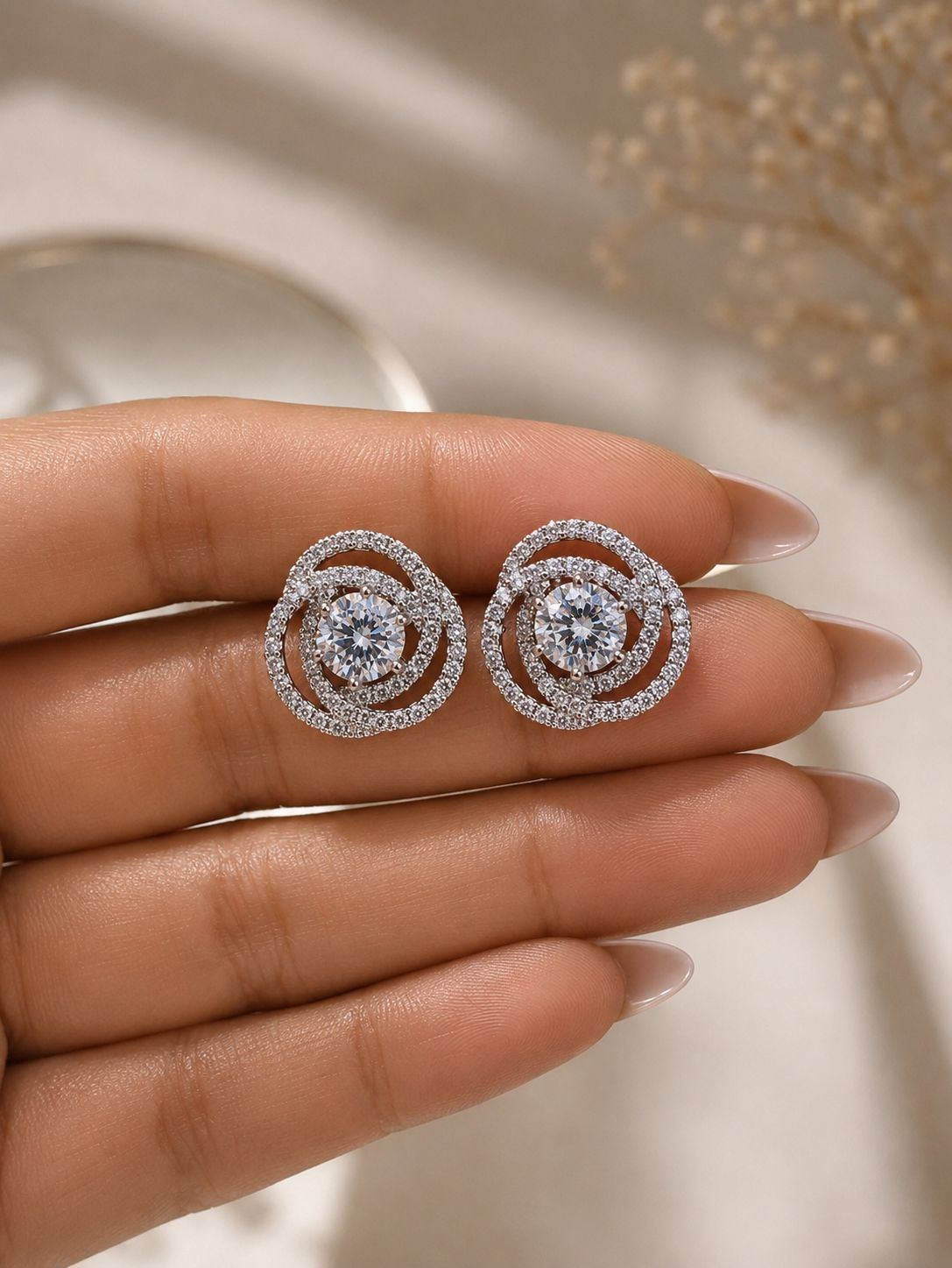 Melita 1 Carat American Diamond Solitaire Anti Tarnish Everyday Studs