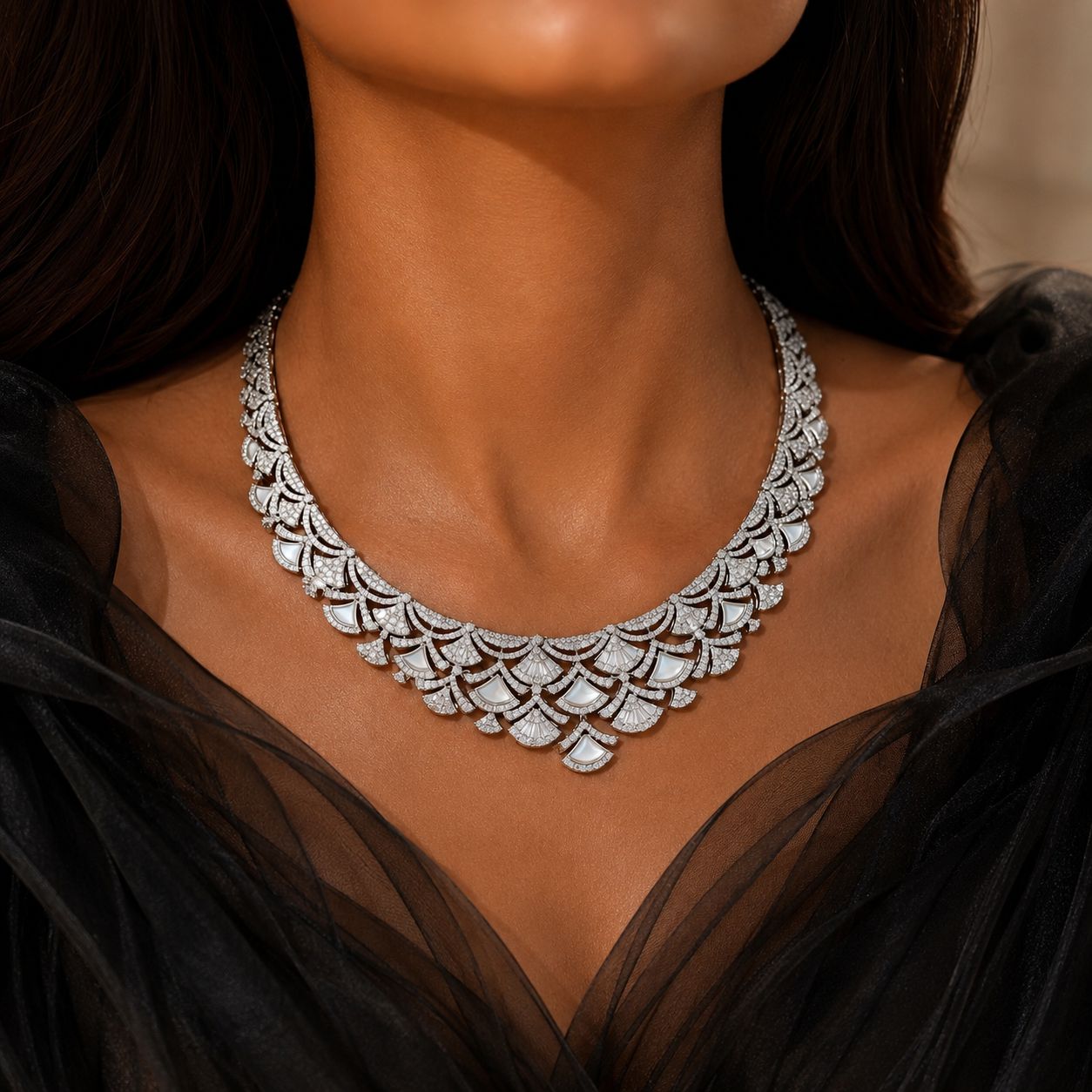 Premium Mother of Pearl Detailing Nina Necklace Set with Earrings