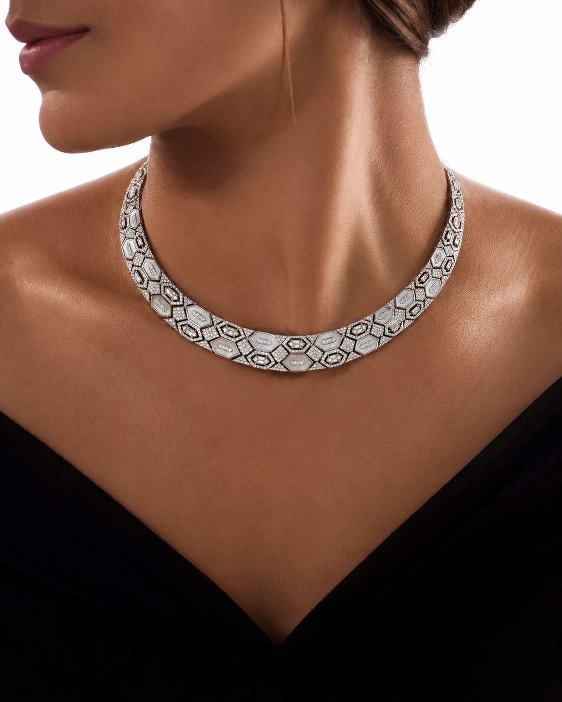 Premium Italian Setting Mother of Pearl Rihana Necklace Set with Earrings