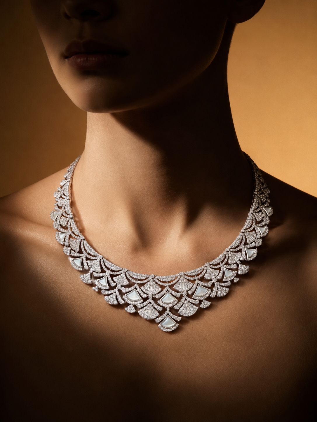 Premium Mother of Pearl Detailing Nina Necklace Set with Earrings