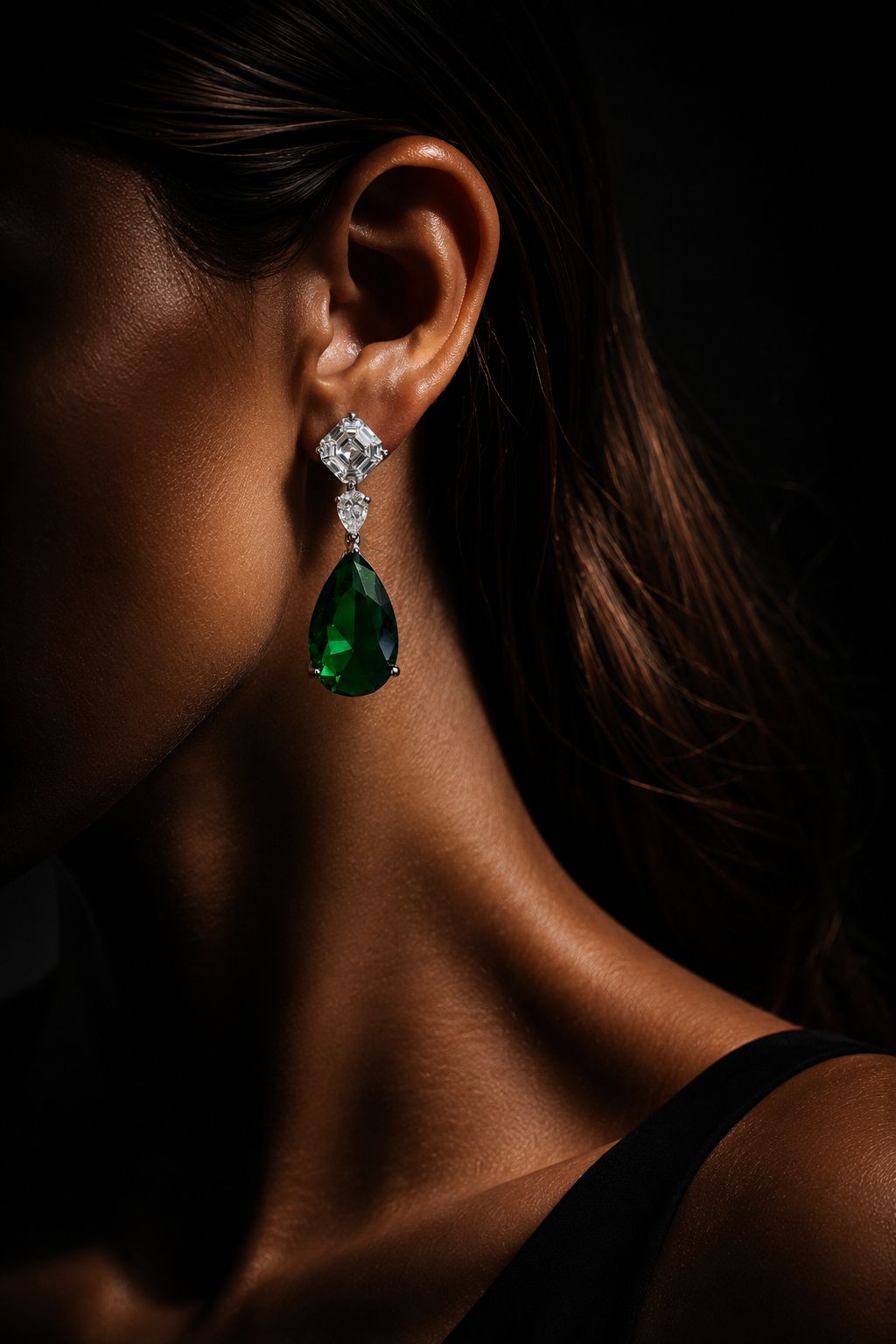 Amelia Diamond And Coloured Drop Long Necklace Set