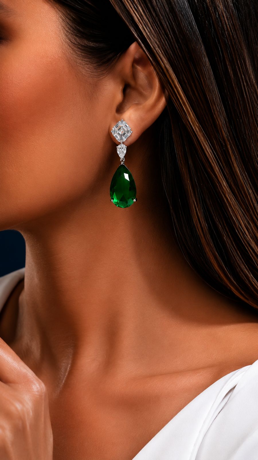 Amelia Diamond And Coloured Drop Long Necklace Set