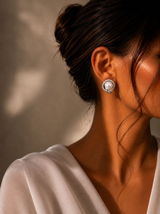 American Diamond Georgia Fresh Water Pearl Studs