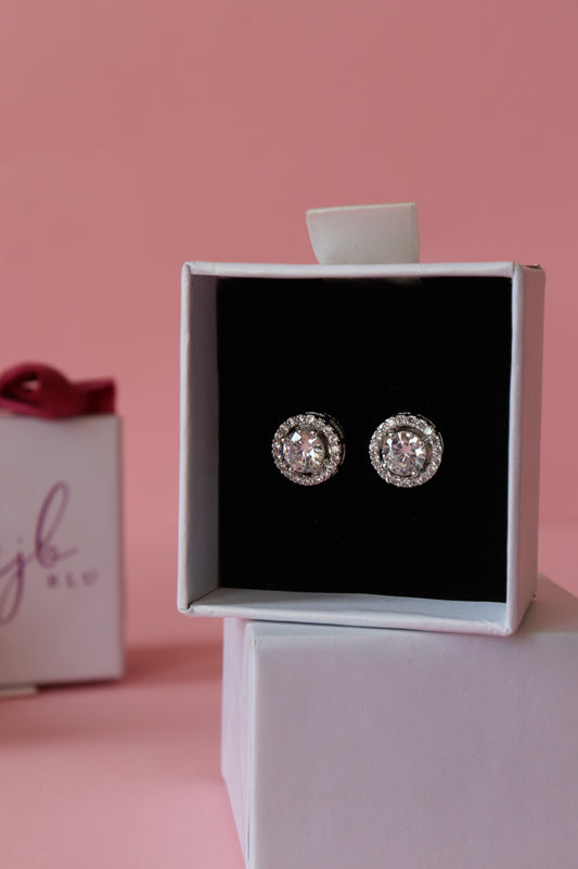 Round Halo Diva Studs