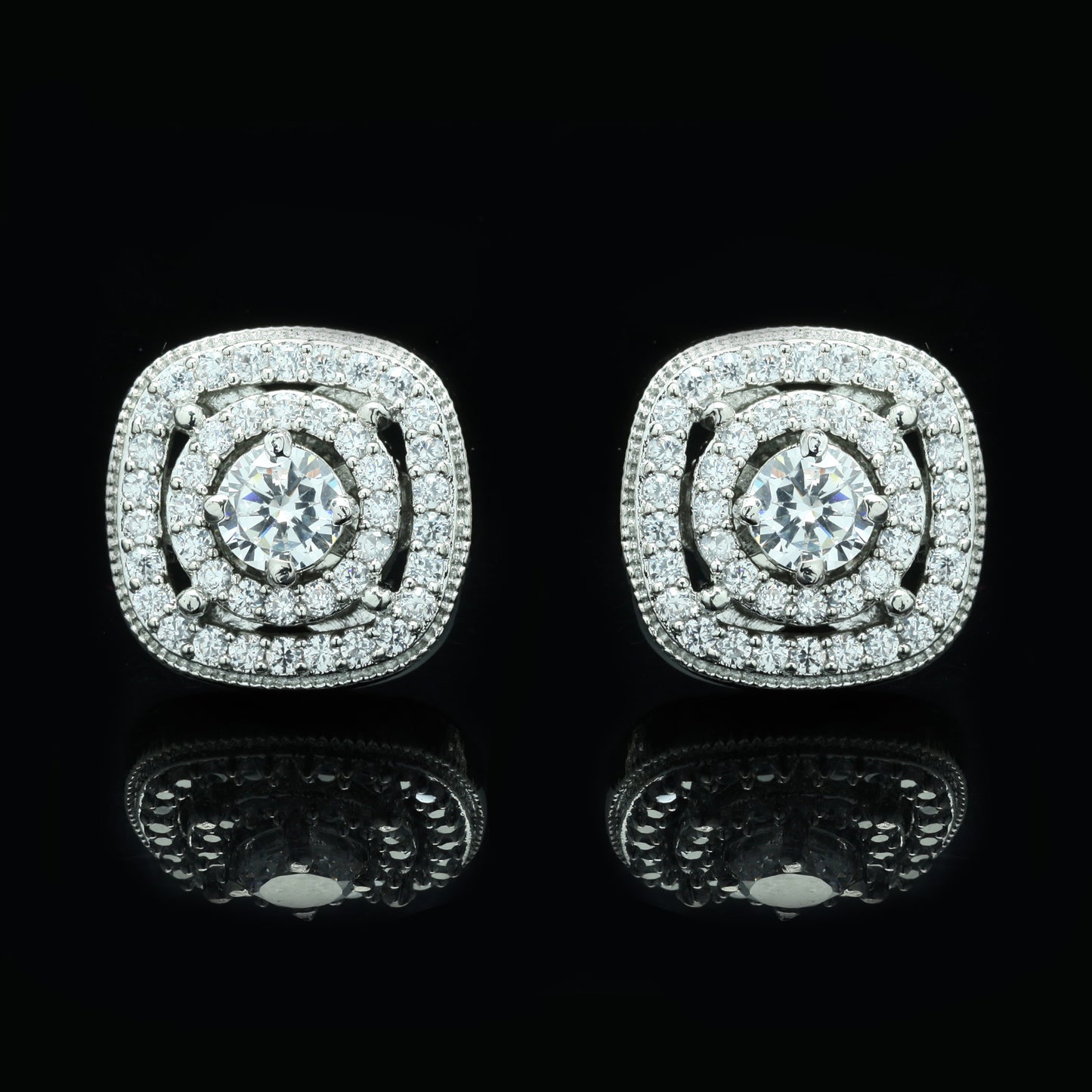 Sombre Clustre Zirconia Stud Earrings with Removable Outer Jacket